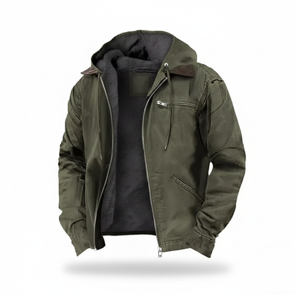 Schwere Arbeitsjacke mit Kapuze für Herren – warm, strapazierfähig und mit entspannter Passform für Herbst und Winter