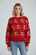 Oversized-Strickpullover für Damen mit Jacquardmuster und Hirschmotiv 0