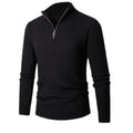 Pullover – Hoher Kragen, gesponnene Mischung und halber Reißverschluss, verstellbare Passform