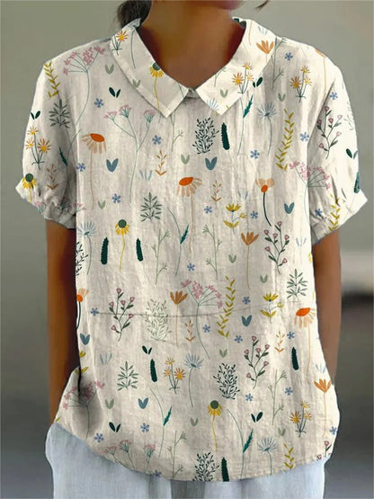 Raelyn | Kurzärmelige Damen Bluse mit Kragen und Blumenmuster | Lässig 1