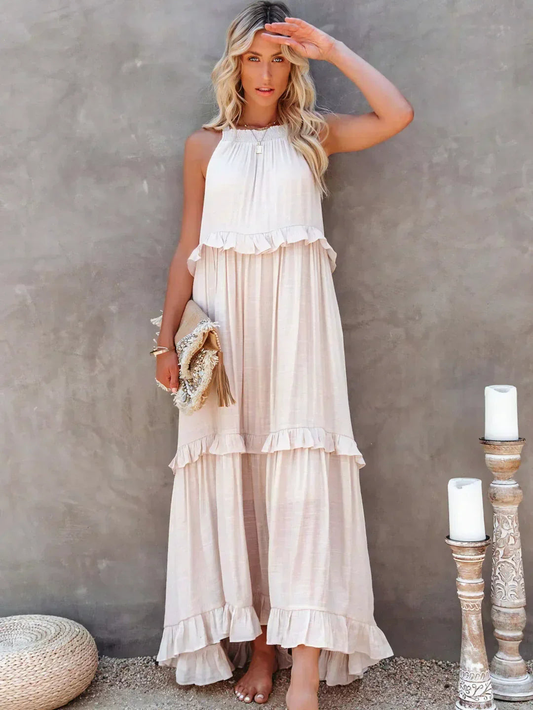 Robyn – Maxikleid mit Neckholder und Rüschen 0