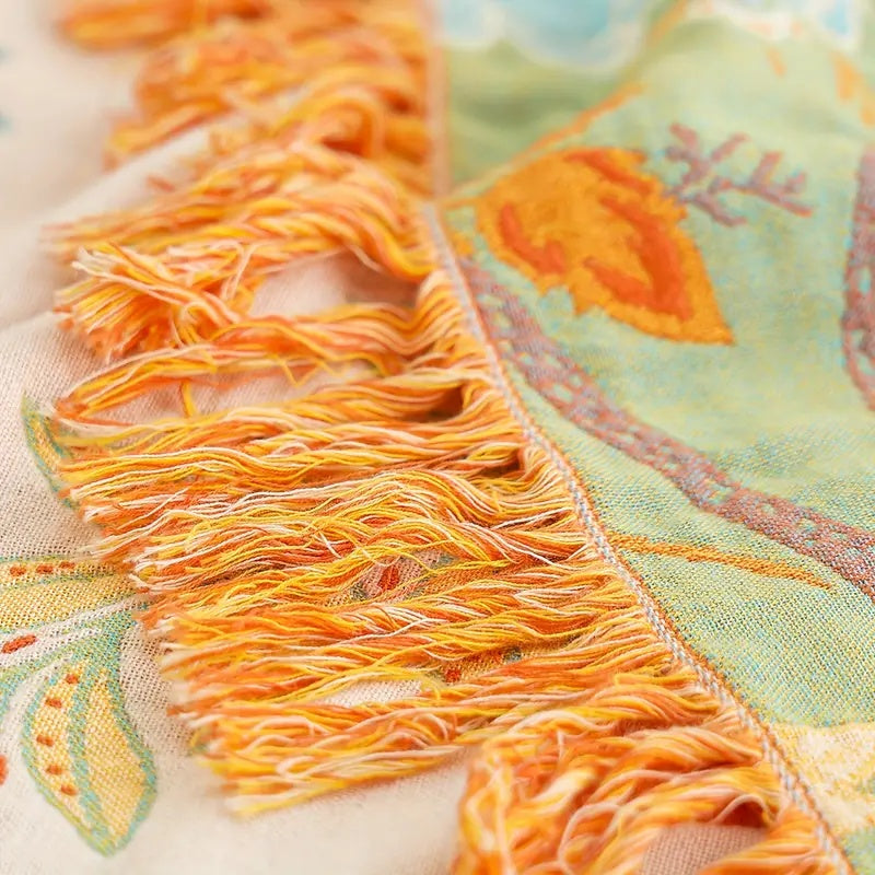 Rustikale Boho-Decke mit Blumenmuster | 100 % Baumwolle 6