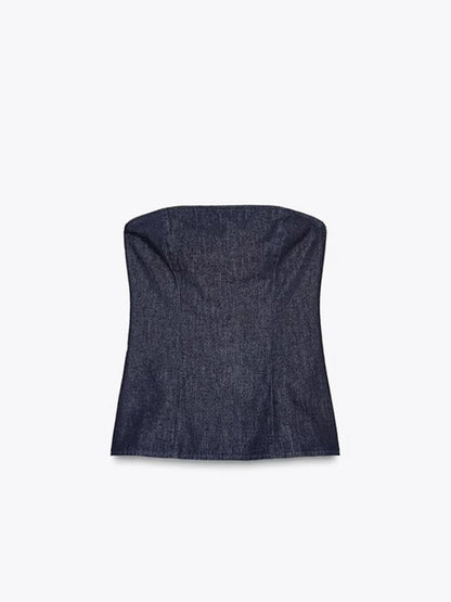 Dámská dvoudílná souprava | Regular fit | Bandeau peplum top a široké kalhoty | Moderní minimalistický styl