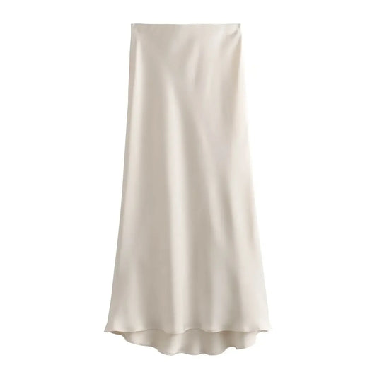 Damen High Waist Ausgestellter A Linien Rock Einfarbig | Midi