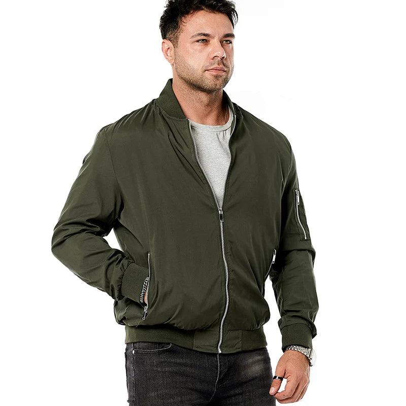 Herren Stehkragen Reißverschluss Bomberjacke Langarm | Streetwear