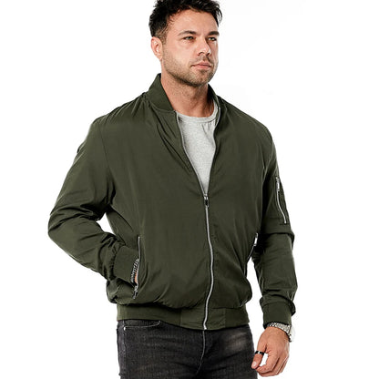 Herren Stehkragen Reißverschluss Bomberjacke Langarm | Streetwear