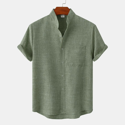 Herren Kurzarm Hemd Mit Stehkragen | Smart Casual Stil