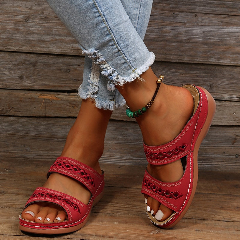 Damen Flache Riemensandalen | Mehrlagige Riemen
