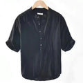 Herren Casual Hemd Mit Stehkragen Knopfleiste Kurzarm | Kurzarm