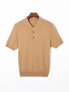Herren Kurzarm Strick Polo Shirt mit Geripptem Saum Knopfleiste | Klassisch