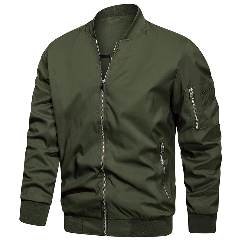 Herren Stehkragen Reißverschluss Bomberjacke Langarm | Streetwear