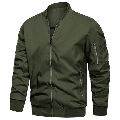 Herren Stehkragen Reißverschluss Bomberjacke Langarm | Streetwear