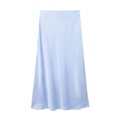 Damen High Waist Ausgestellter A Linien Rock Einfarbig | Midi