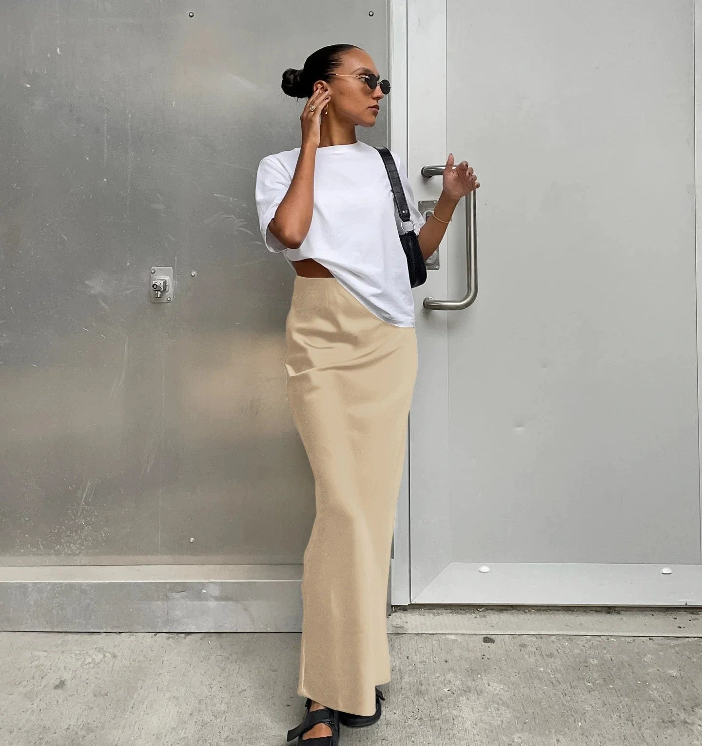 Damen High Waist Rock Mit Geradem Schnitt Minimalistischem Stil | Maxi