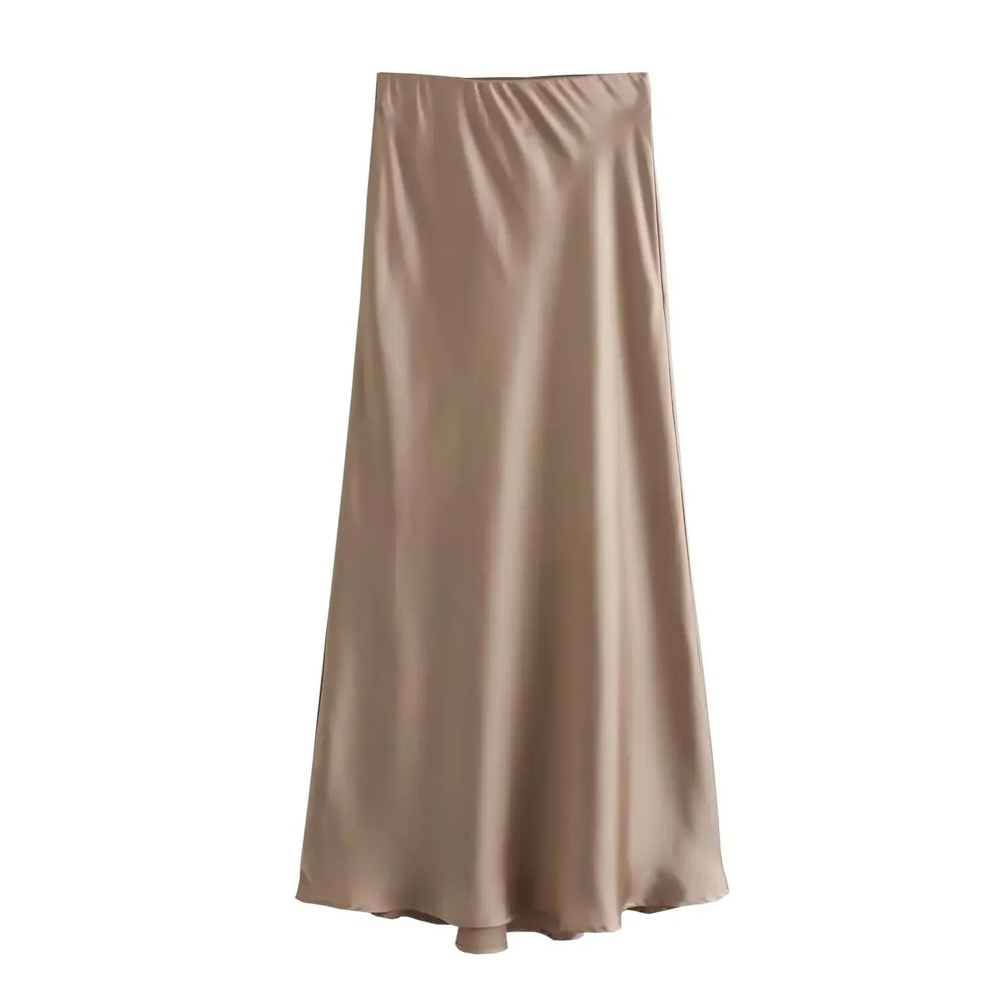Damen High Waist Ausgestellter A Linien Rock Einfarbig | Midi