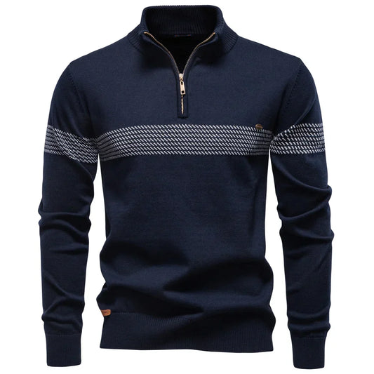 Pulover bărbați cu mânecă lungă și fermoar 1/4 | Stil Smart Casual