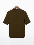 Herren Kurzarm Strick Polo Shirt mit Geripptem Saum Knopfleiste | Klassisch