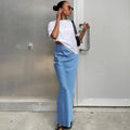 Damen High Waist Rock Mit Geradem Schnitt Minimalistischem Stil | Maxi