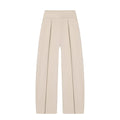 Damen High Waist Hose mit Bundfalten vorne und weitem Bein | Taillierte Passform