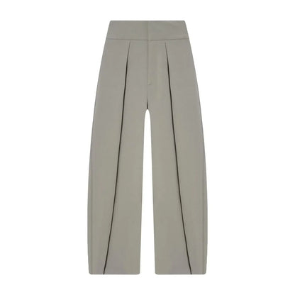 Damen High Waist Hose mit Bundfalten vorne und weitem Bein | Taillierte Passform