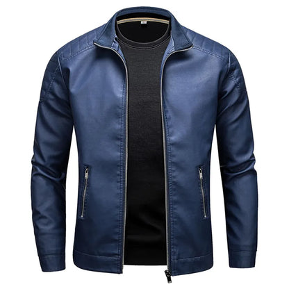 Herren Slim Fit Jacke mit Stehkragen Reißverschluss Taschen | Tasche