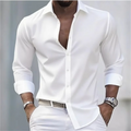 Herren Slim Fit Langarm Hemd mit Knopfleiste einfEarbig | Formal