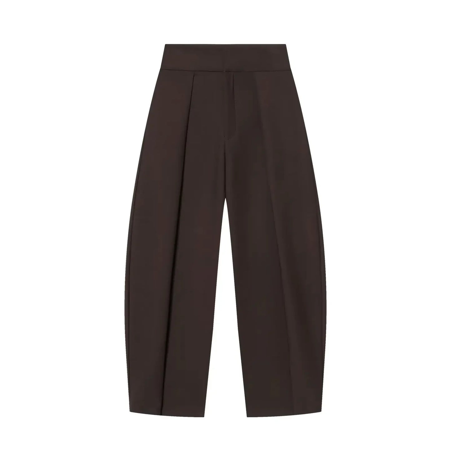 Damen High Waist Hose mit Bundfalten vorne und weitem Bein | Taillierte Passform