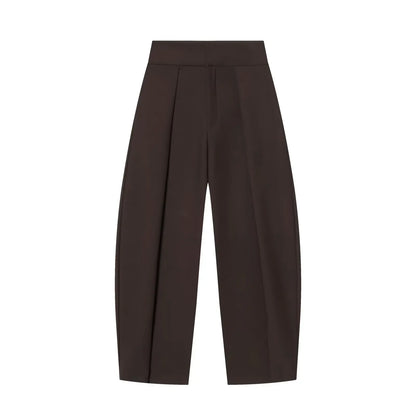Damen High Waist Hose mit Bundfalten vorne und weitem Bein | Taillierte Passform