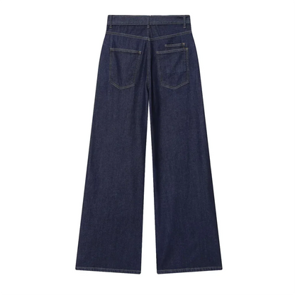 Damen High Waist Hose mit Gürtel und weitem Bein | Gerade Passform