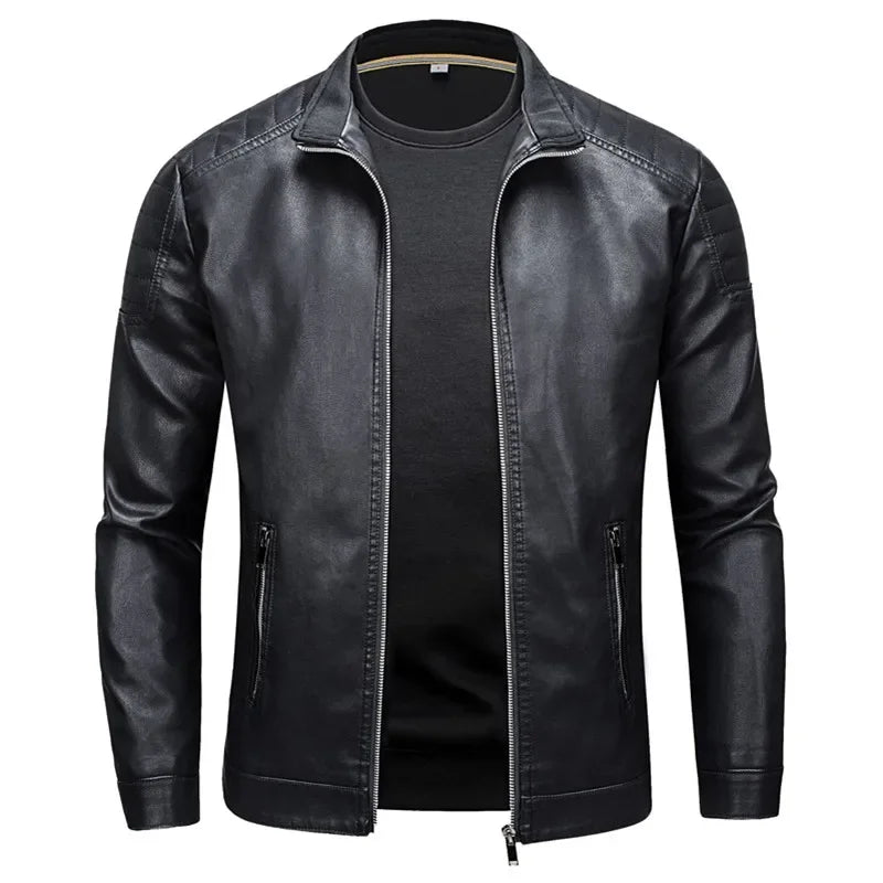 Herren Slim Fit Jacke mit Stehkragen Reißverschluss Taschen | Tasche
