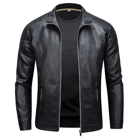 Herren Slim Fit Jacke mit Stehkragen Reißverschluss Taschen | Tasche