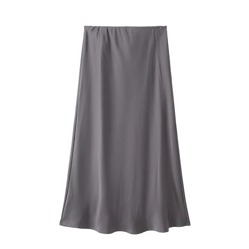 Damen High Waist Ausgestellter A Linien Rock Einfarbig | Midi
