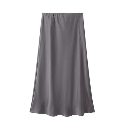 Damen High Waist Ausgestellter A Linien Rock Einfarbig | Midi