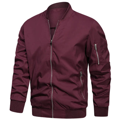 Herren Stehkragen Reißverschluss Bomberjacke Langarm | Streetwear