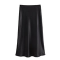 Damen High Waist Ausgestellter A Linien Rock Einfarbig | Midi