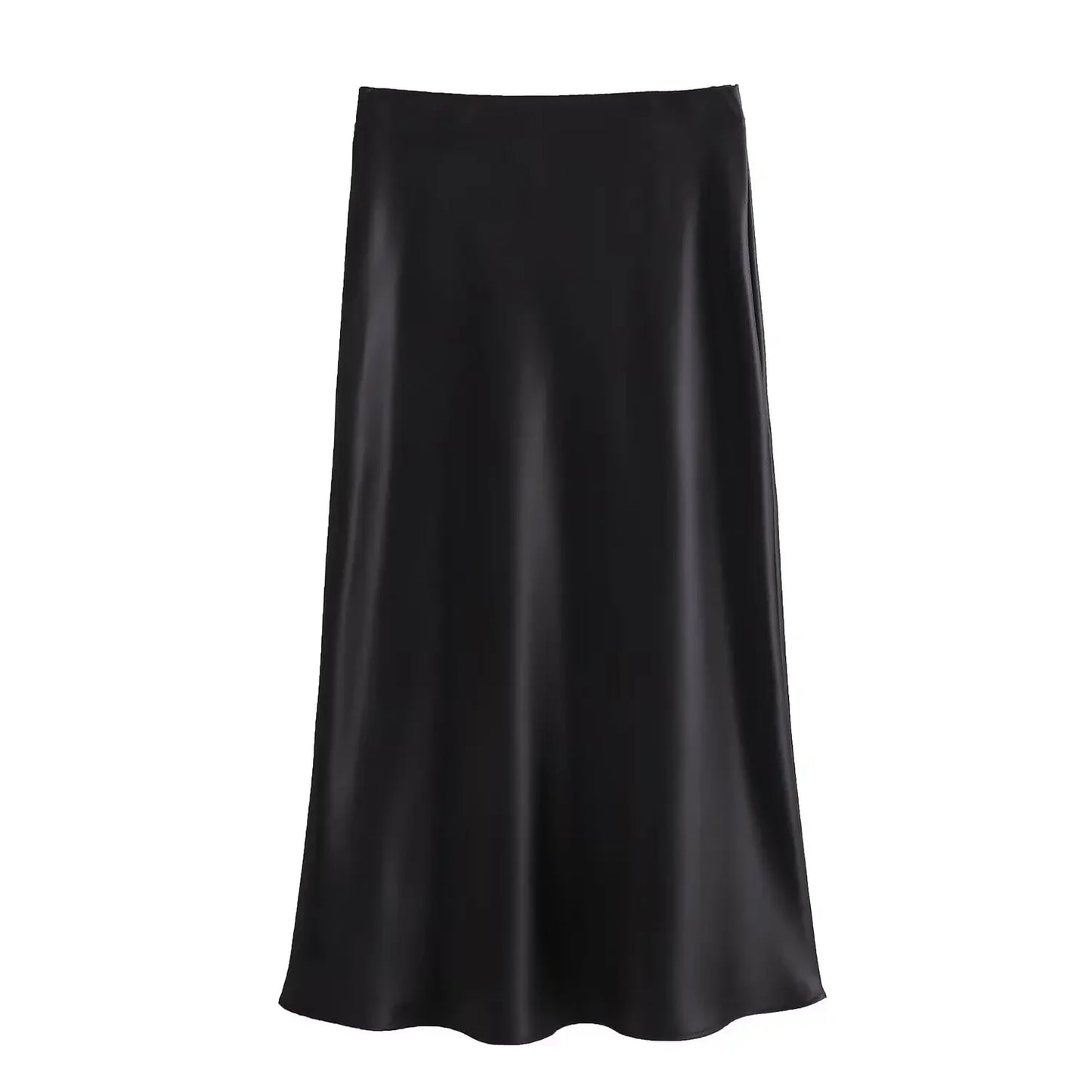 Damen High Waist Ausgestellter A Linien Rock Einfarbig | Midi