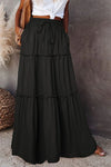 Damen Hohe Taille Maxi Rock | Rüschenlagen