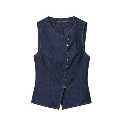 Damski zestaw dwuczęściowy | Regular Fit | Kamizelka bez rękawów i szerokie spodnie | Nowoczesny styl smart casual