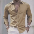 Herren Slim Fit Langarm Hemd mit Knopfleiste einfEarbig | Formal