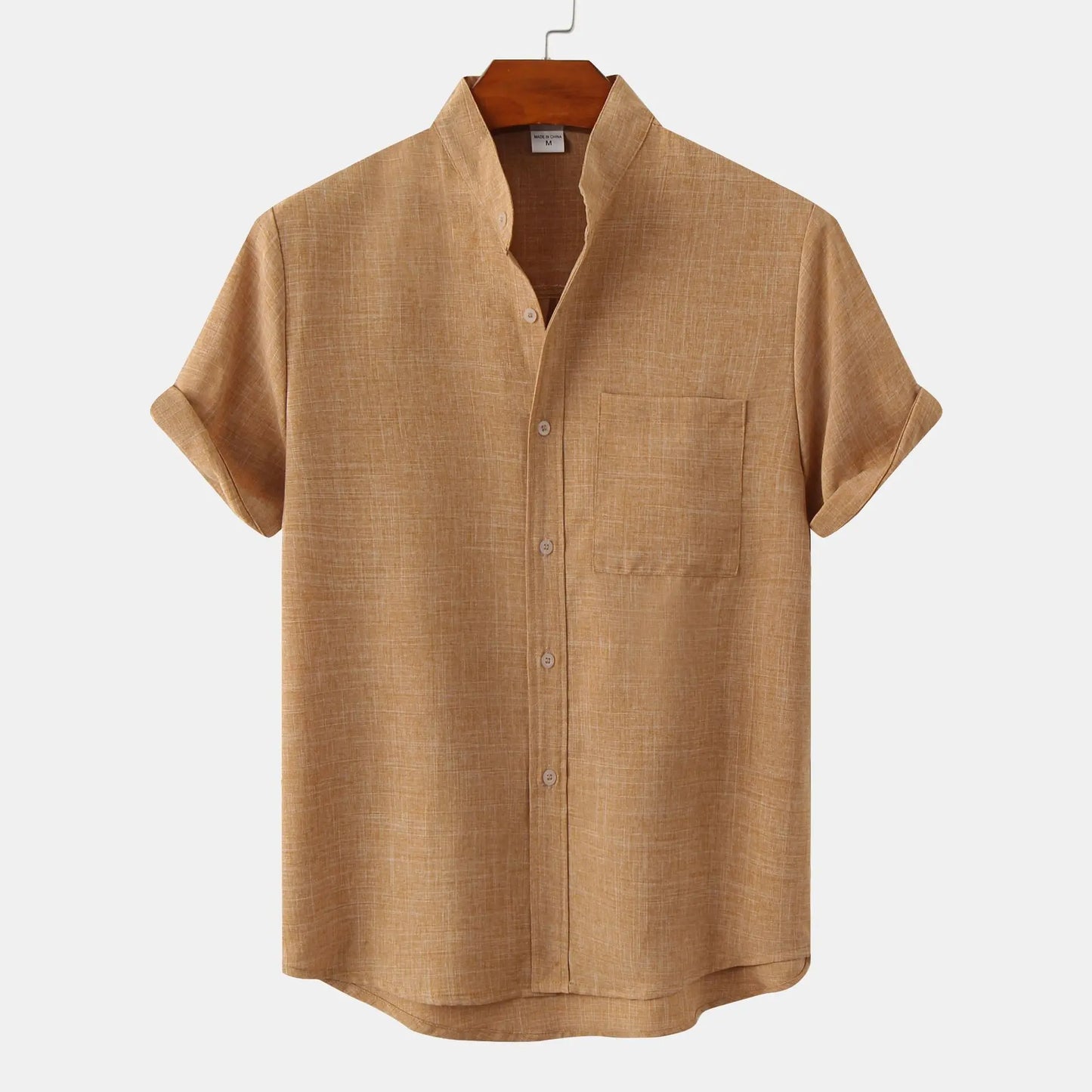 Herren Kurzarm Hemd Mit Stehkragen | Smart Casual Stil