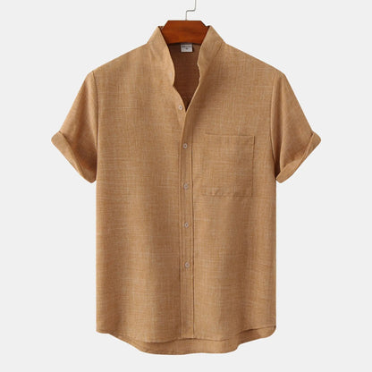 Herren Kurzarm Hemd Mit Stehkragen | Smart Casual Stil