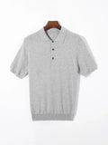 Herren Kurzarm Strick Polo Shirt mit Geripptem Saum Knopfleiste | Klassisch