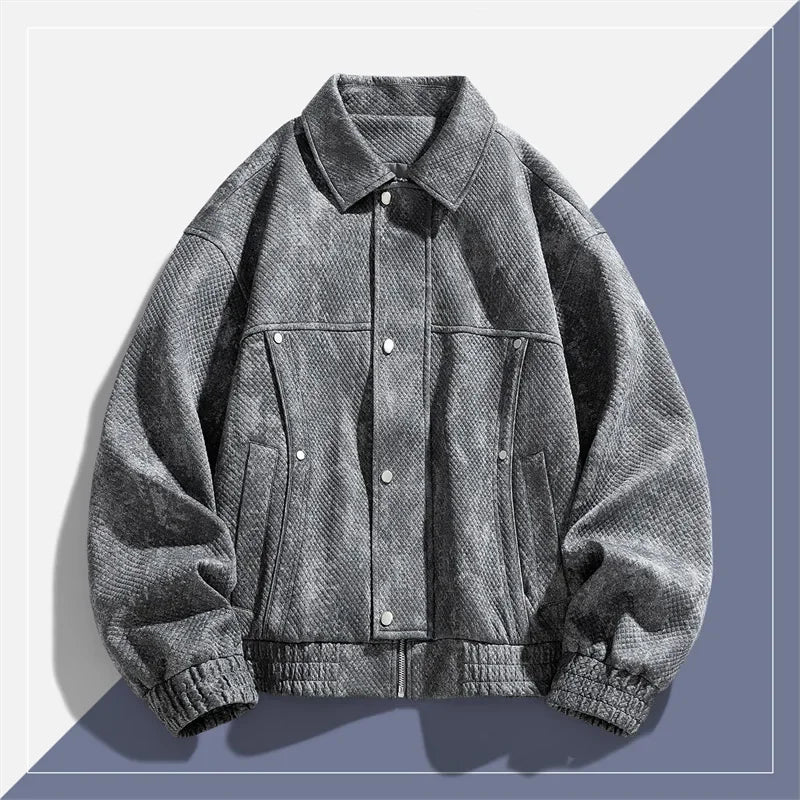 Herren Kragen Knopf Jacke Langarm | Oversize