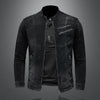 Herren Slim Fit Jacke mit Stehkragen Multi Reißverschluss Details | Detail