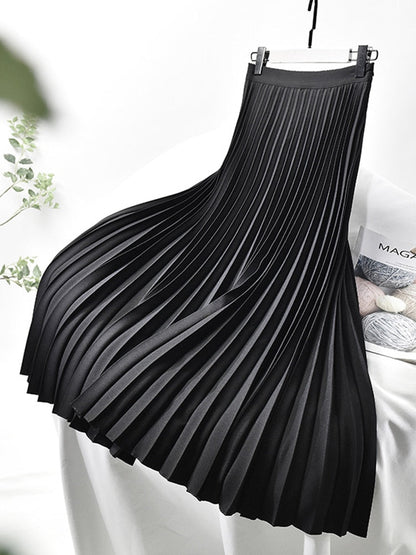 Damen Midi Rock mit Strukturierter Taille | Fließende Falten