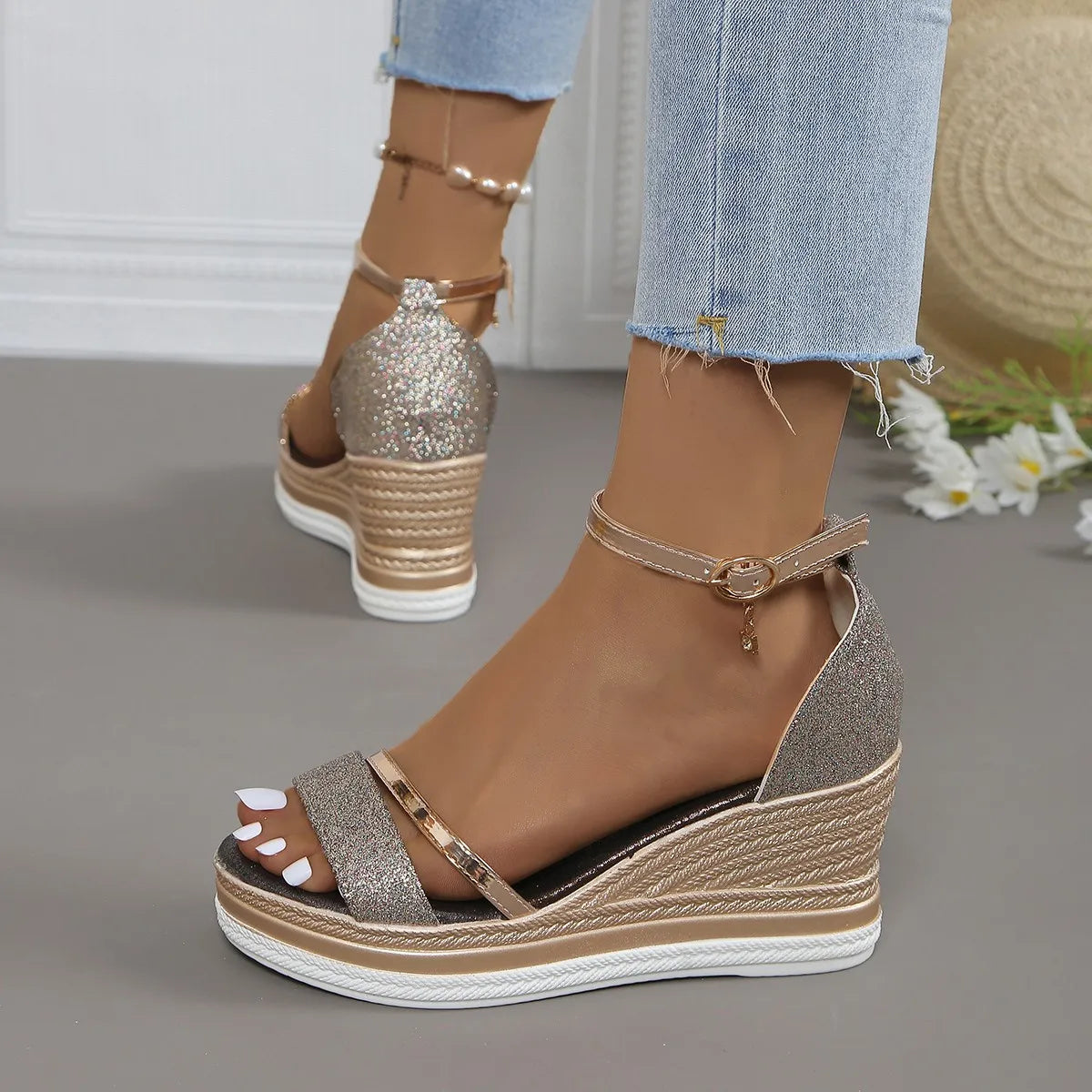 Damen Offene Keilsandalen | Sommer