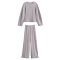 Damen Freizeit Set | Zweiteiliges Outfit mit Rundhalsoberteil | Weite Hose mit Nahtdetails | Lässiger Komfortlook