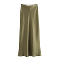 Damen High Waist Ausgestellter A Linien Rock Einfarbig | Midi