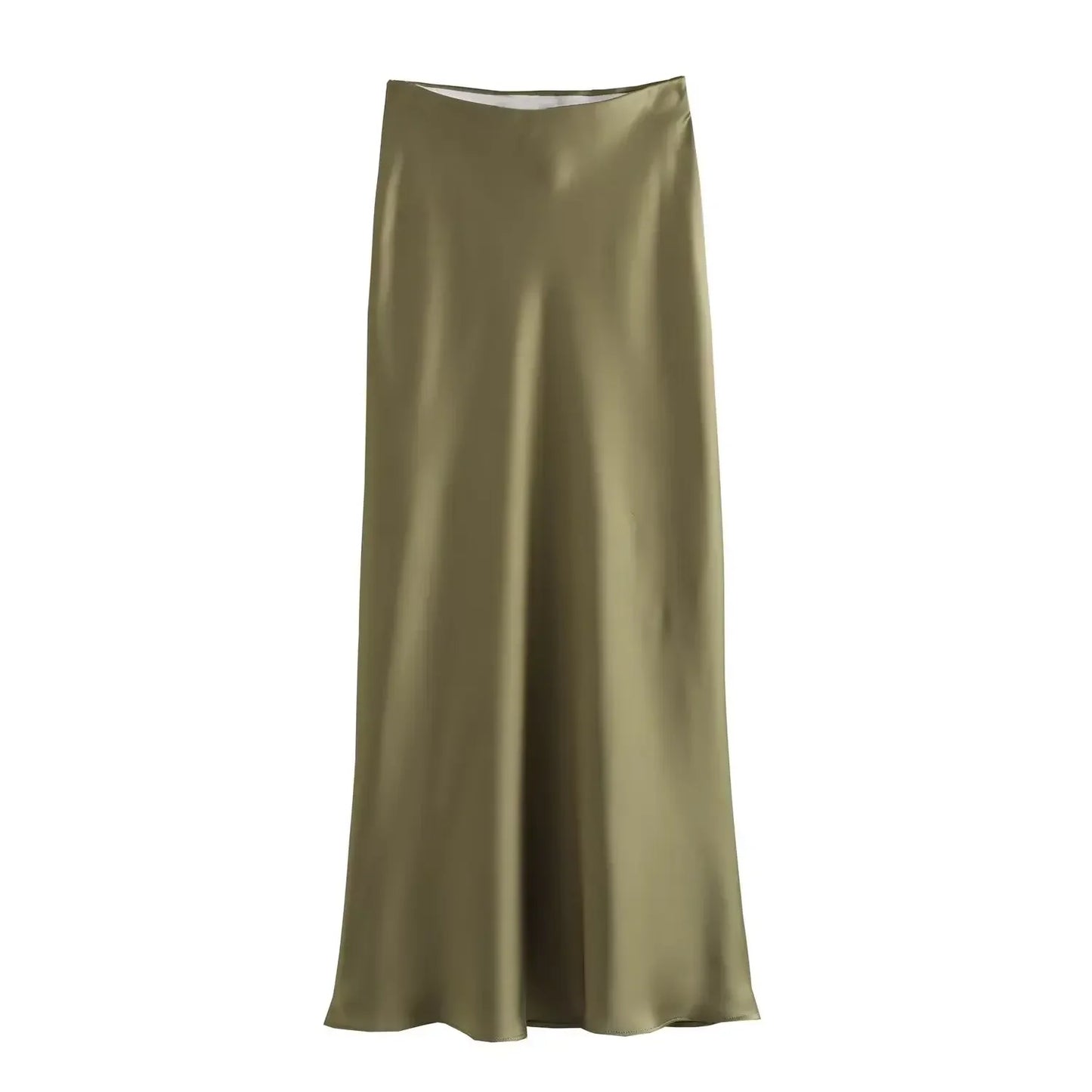 Damen High Waist Ausgestellter A Linien Rock Einfarbig | Midi