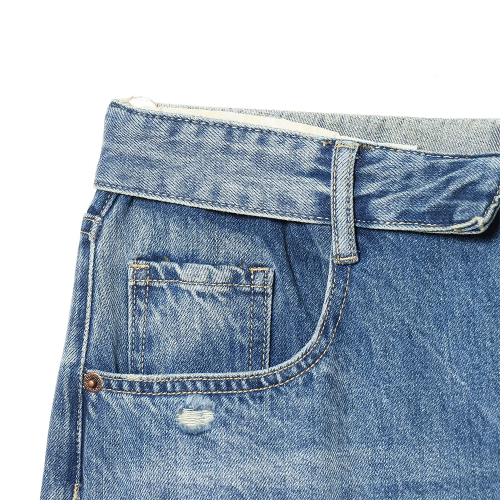 Damen Jeans mit Weitem Bein | High-Waist-Design und Destroyed-Details | Moderner Alltagslook